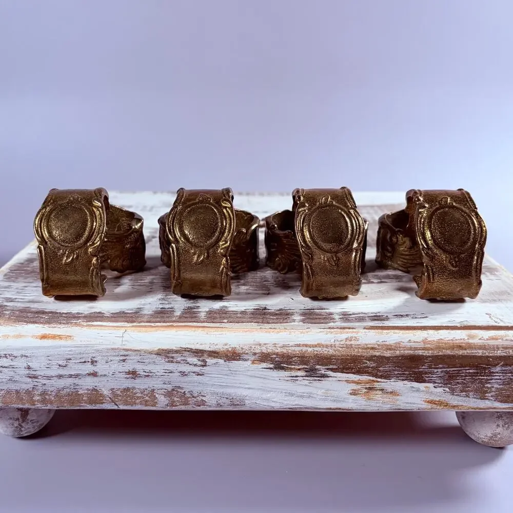 Vintage Brass Victorian Style Napkin Rings - Set of 8 - Circa 1940's